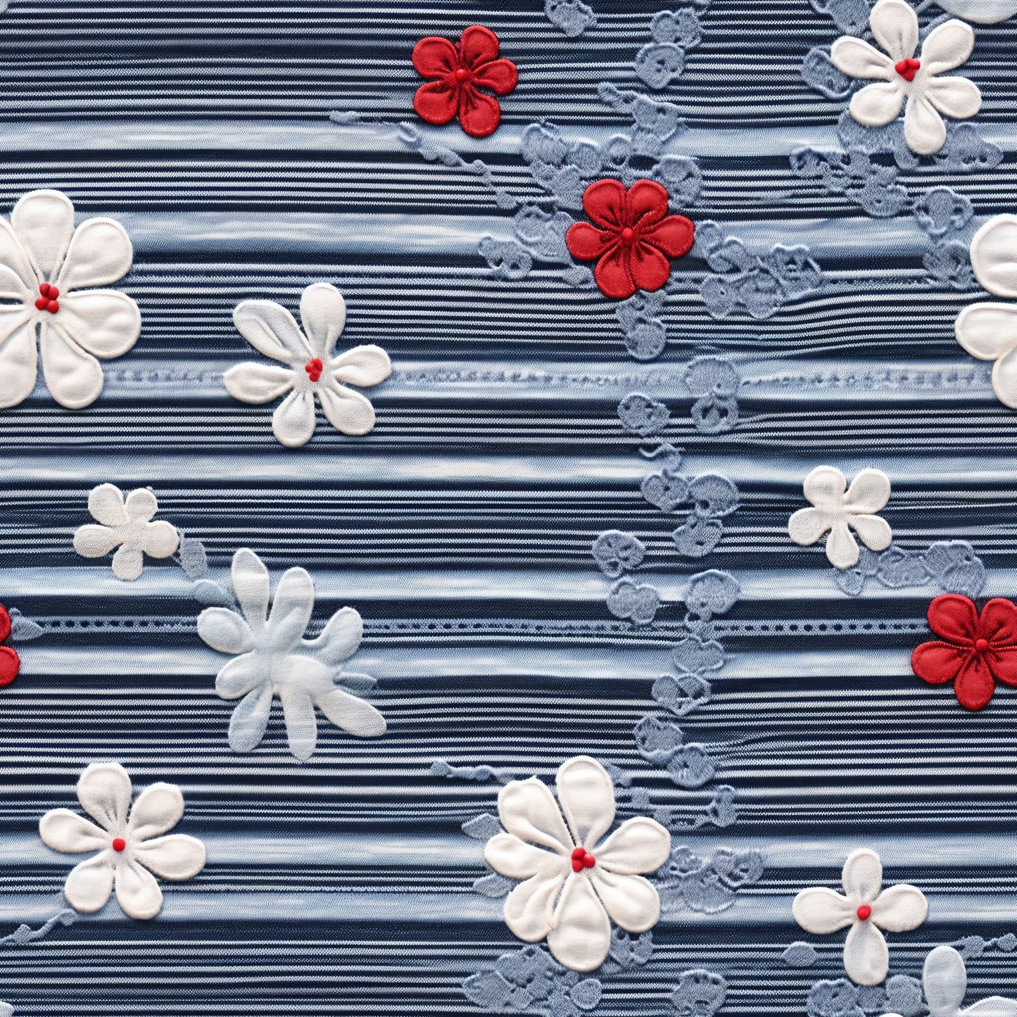 VB Jeans Muster Blumen + Streifen