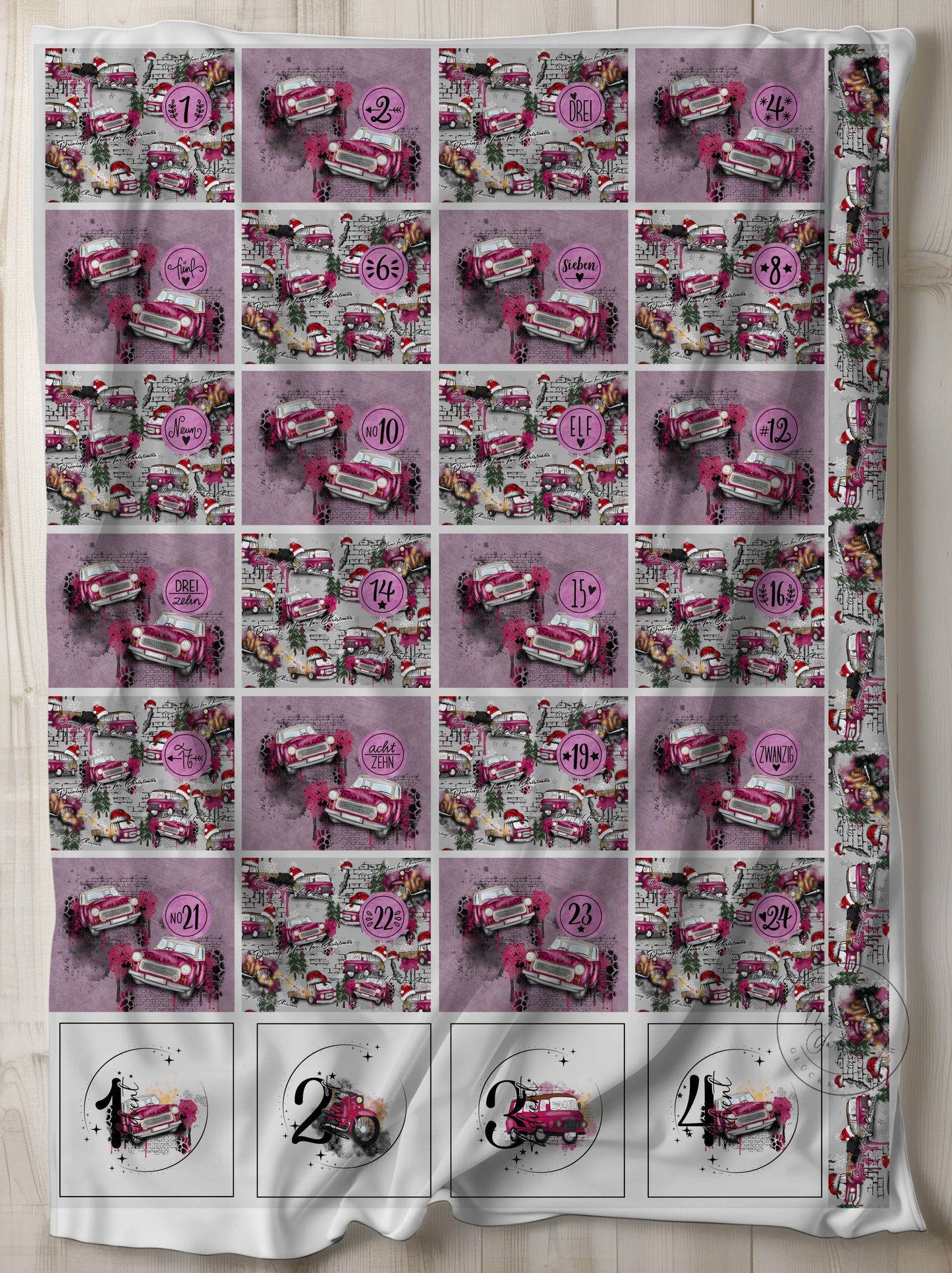 VB DIY Adventskalender Ossiweihnacht pink = zum selber ausschneiden und nähen