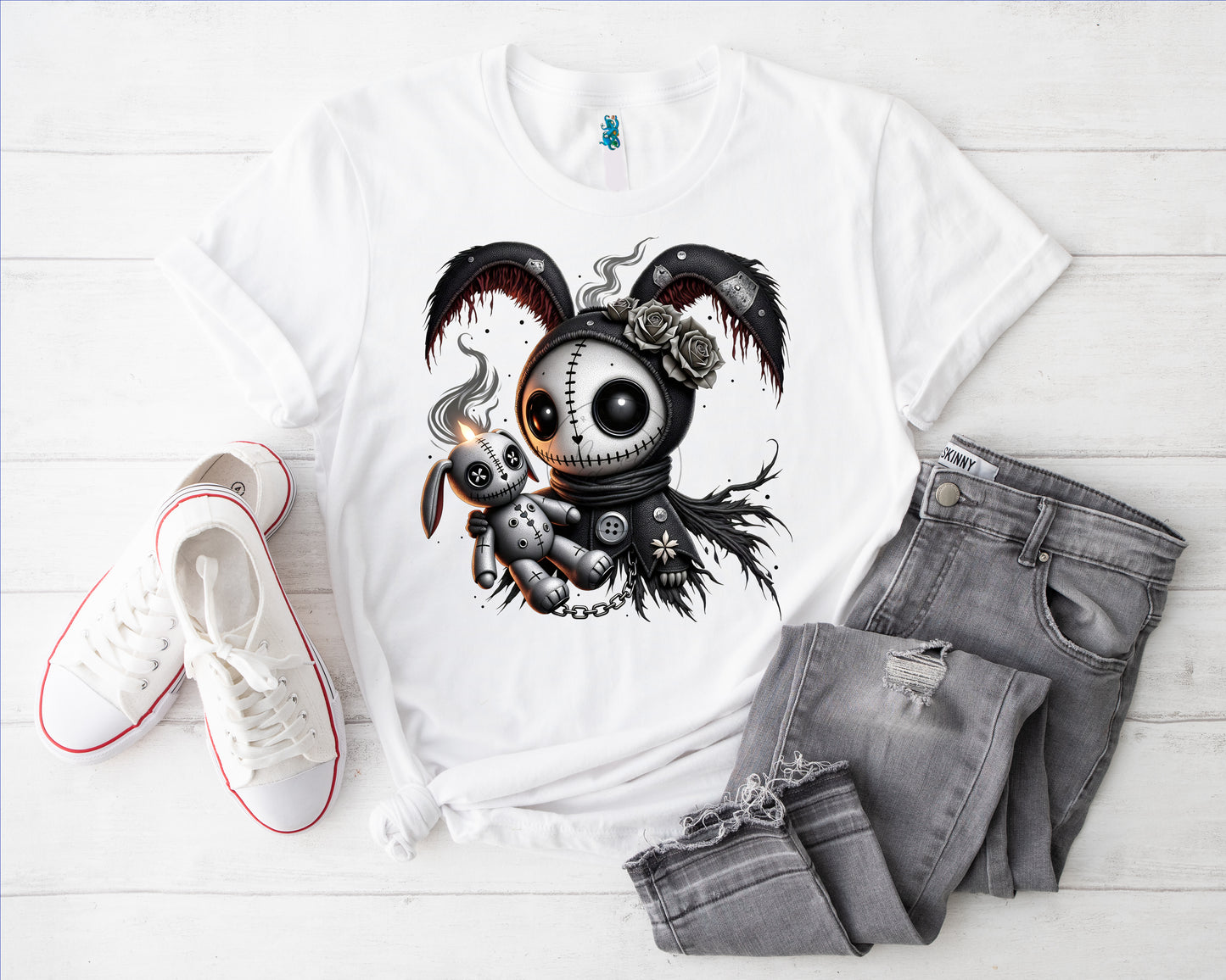 Gothic Hase m Hasi Bügelbild