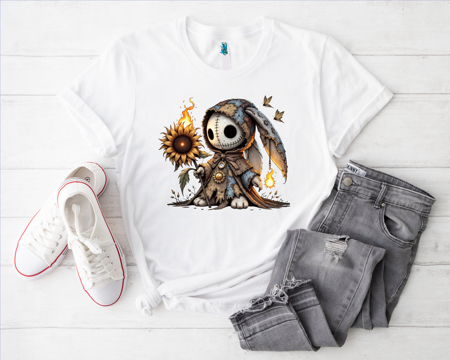 Gothic Hase m Sonnenblume Bügelbild