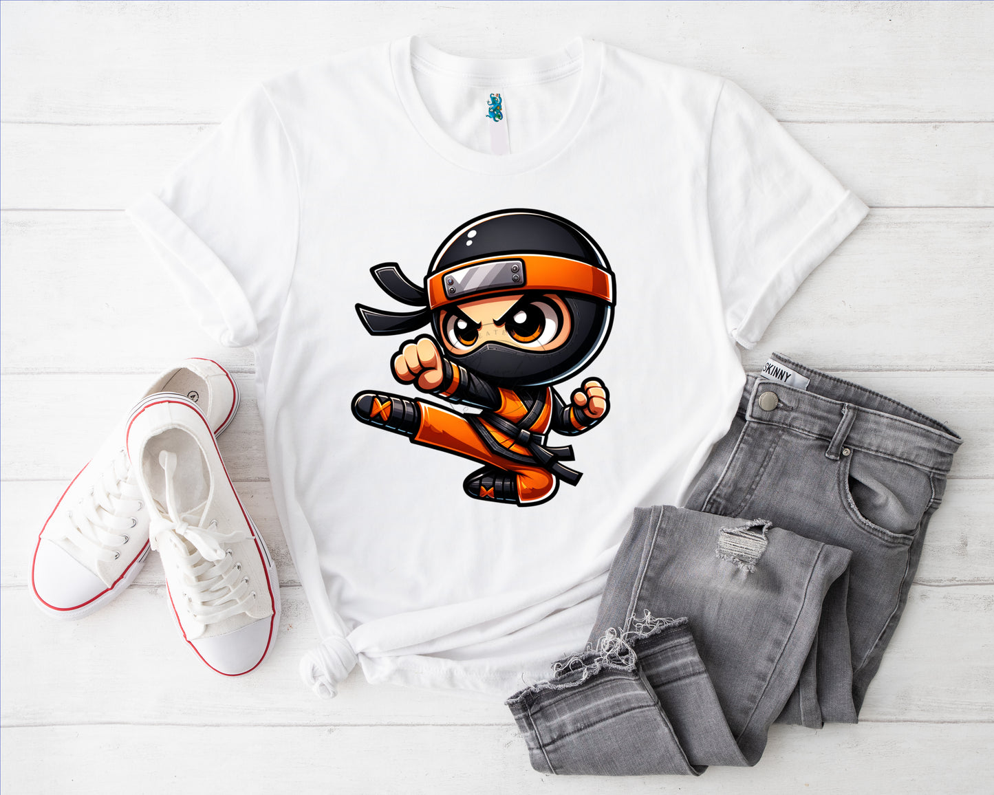 Ninja orange Bügelbild