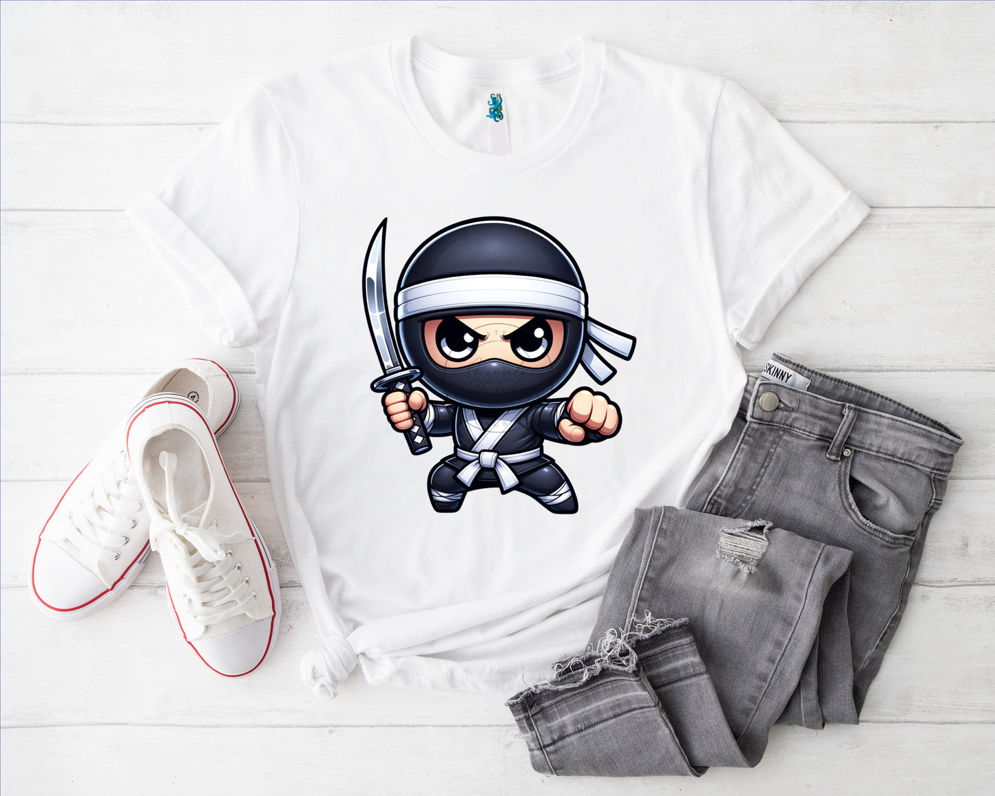 Ninja weiß Bügelbild