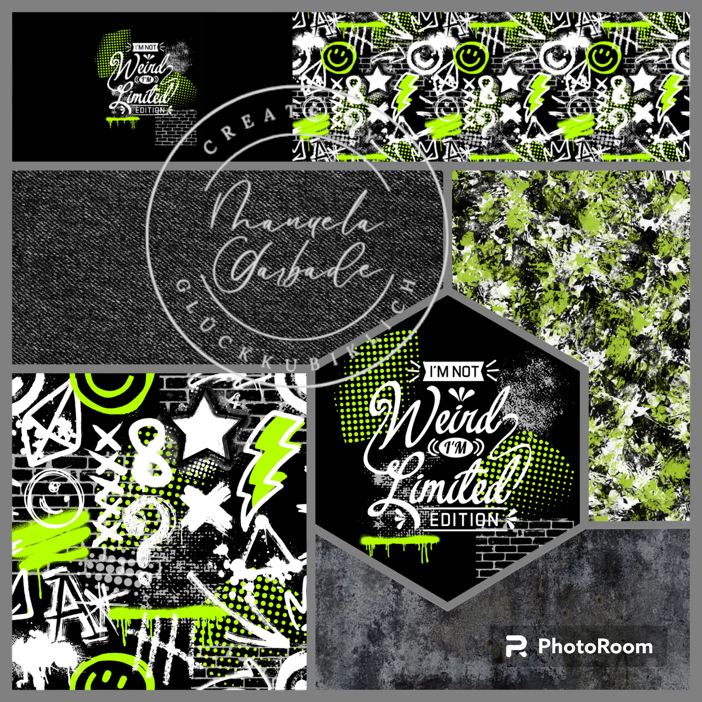Limited graffiti grün Panel 75x volle Breite cm