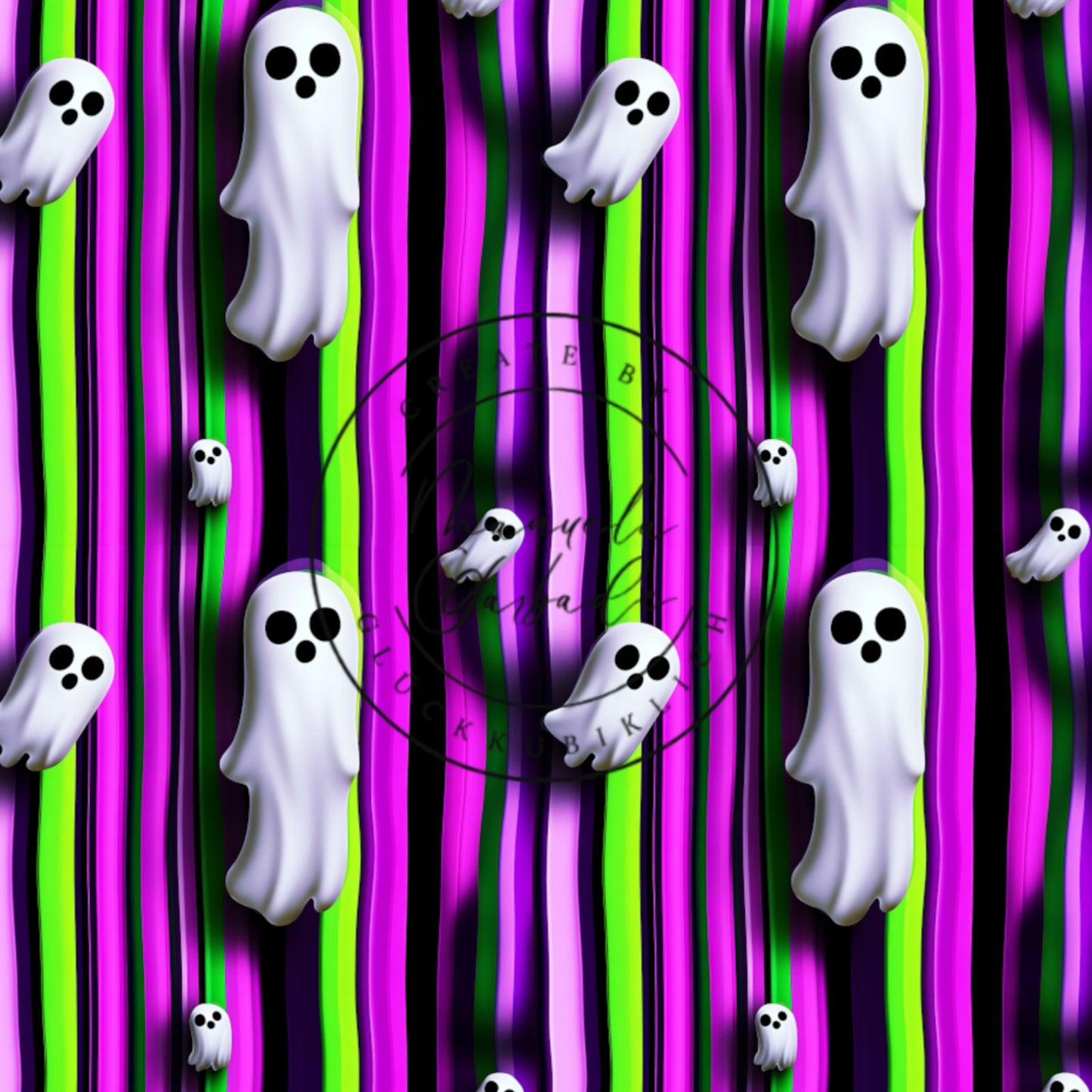 VB Halloween Geist gestreift lila, neongrün