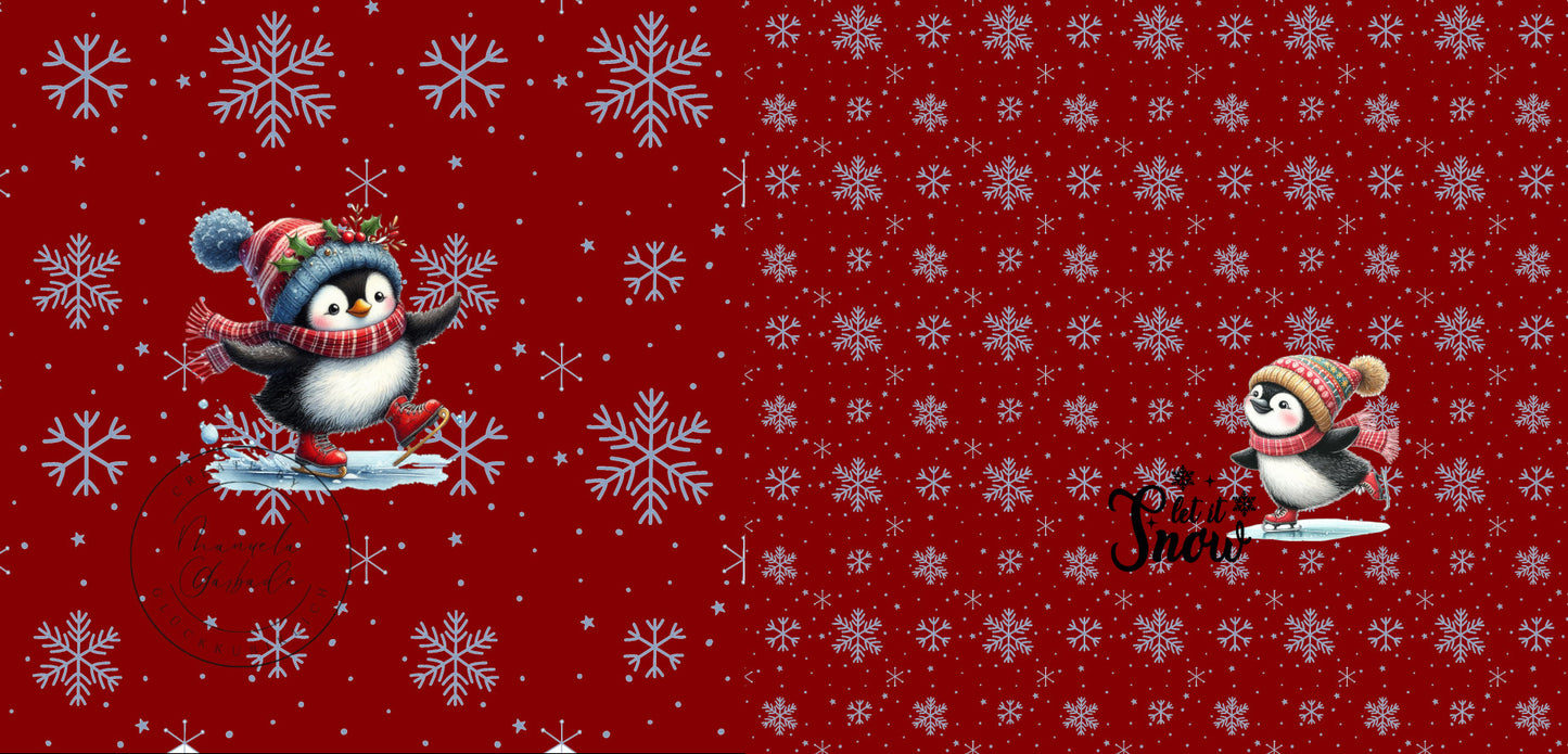 Winter-Weihnachts Pinguin rot niedlich Panel 75x volle Breite cm