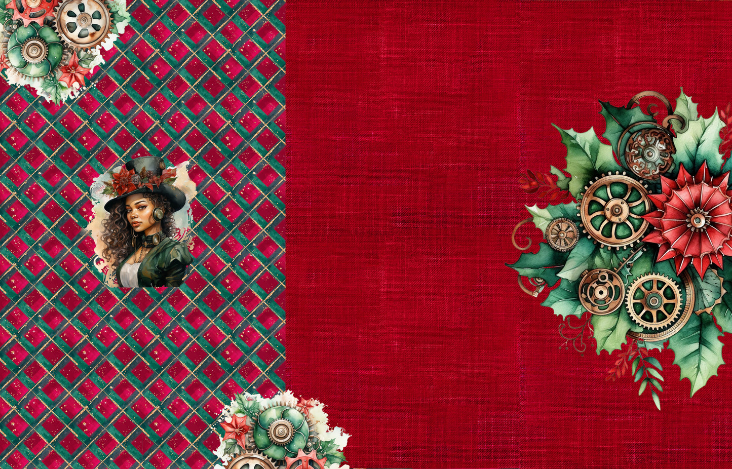 Steampunk Weihnachten II Panel 100x volle Breite cm