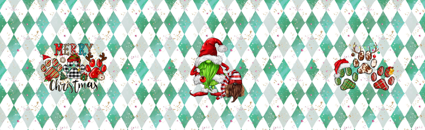 VB Hundeweihnachten grün weiß Rauten Panel 50x volle Breite cm