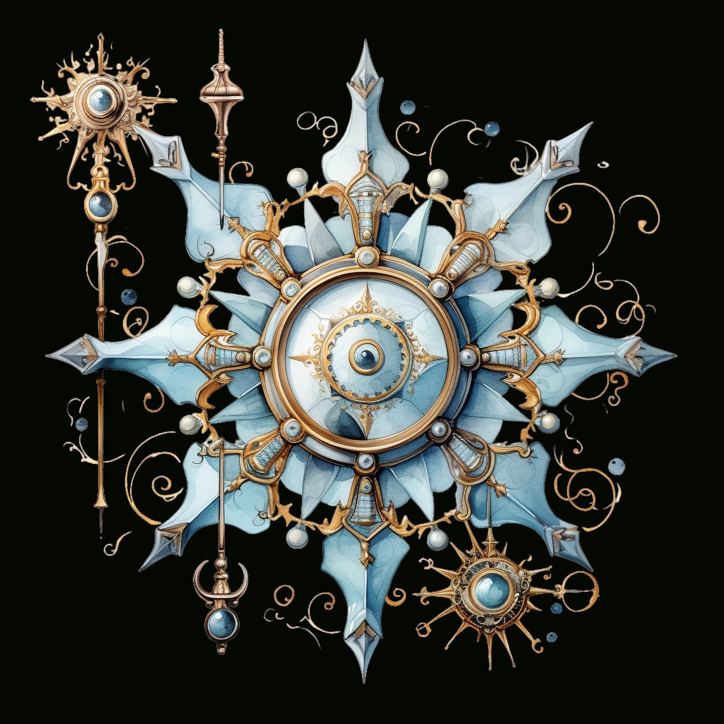 Steampunk Snowflake I Bügelbild A5