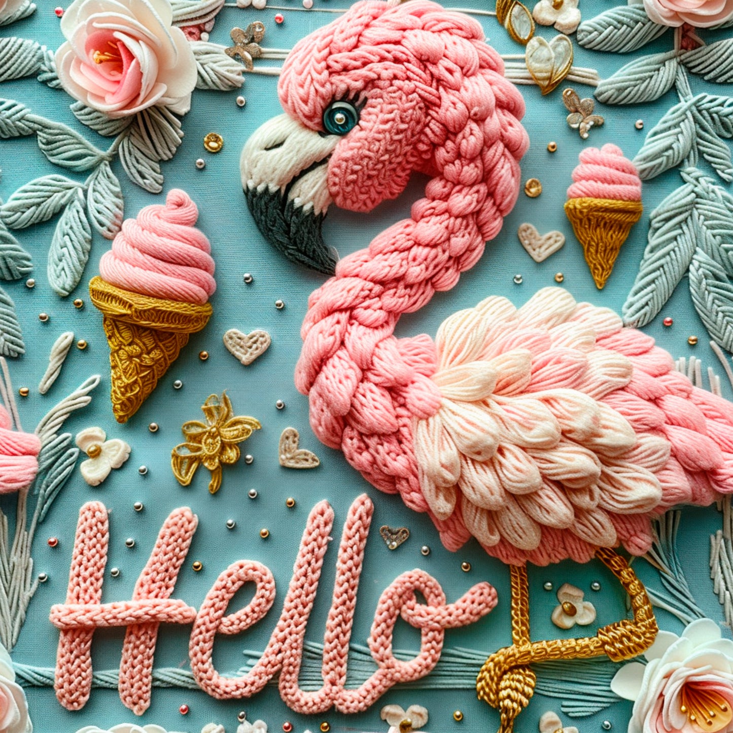 VB Sommerstrick Hello Flamingo 3D