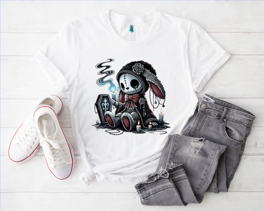 Gothic Hase m Kerzen Bügelbild