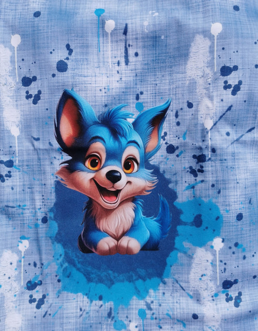 Panel 45x45cm kleiner Wolf blau "1"