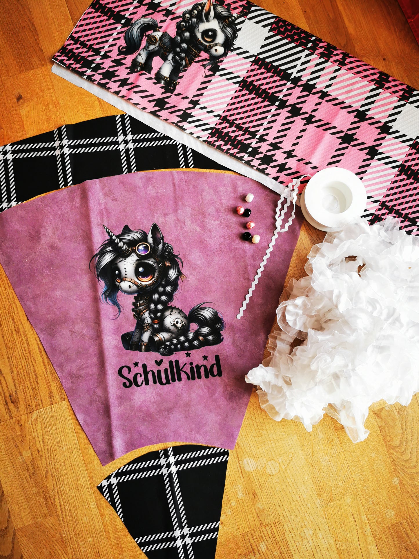 VB Einschulung Steampunk Einhorn 100x volle Breite cm