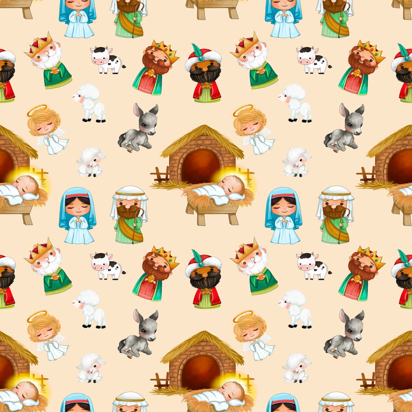 Jersey Weihnachtsgeschichte beige