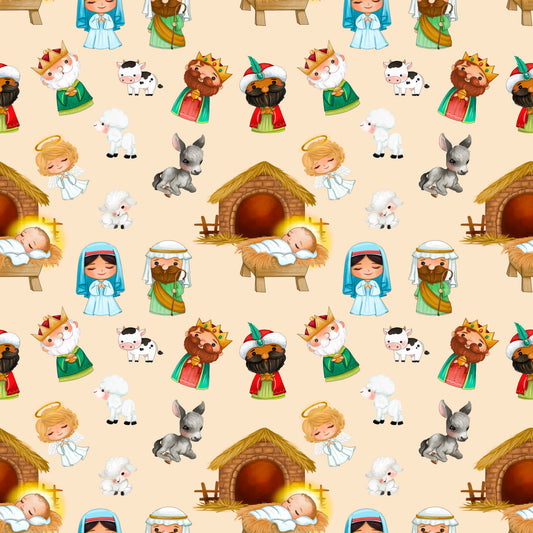 Jersey Weihnachtsgeschichte beige