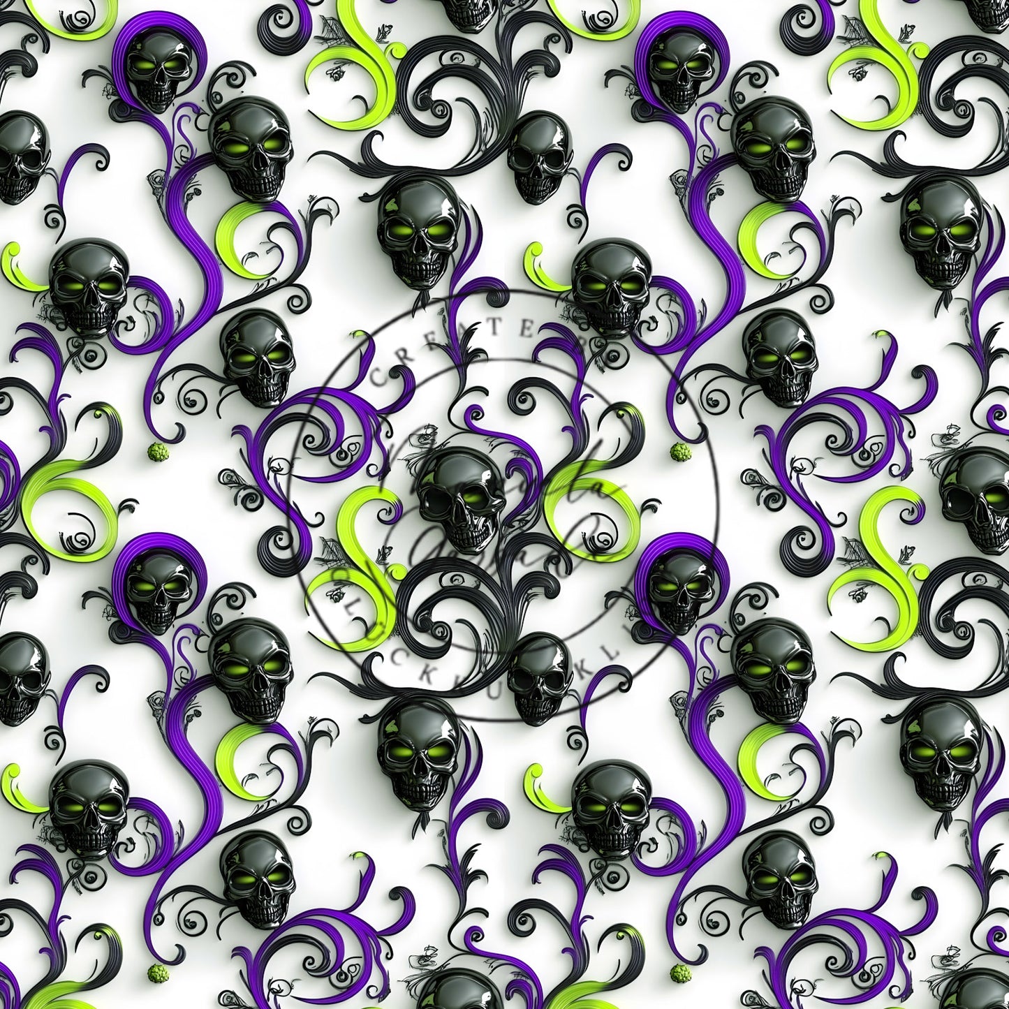 VB Halloween Totenkopf Ranken lila neongrün