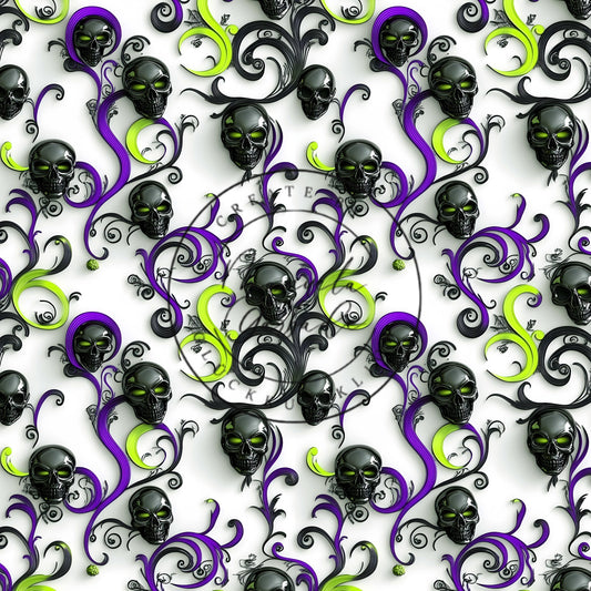 VB Halloween Totenkopf Ranken lila neongrün