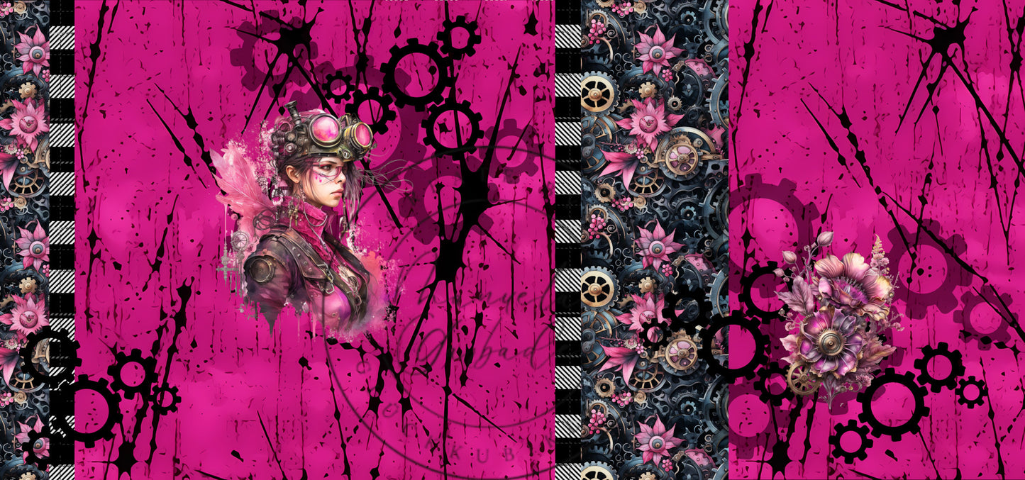 VB Steampunk pink girl Panel 75x volle Breite cm