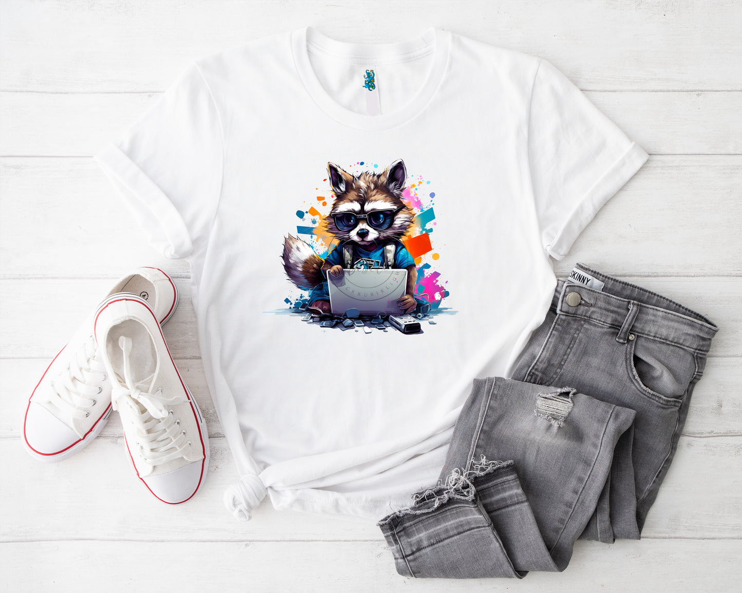 Nerd Waschbär Bügelbild