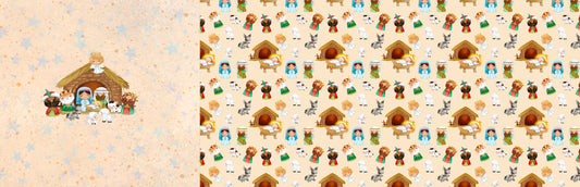 Jersey Panel Weihnachtsgeschichte beige 50x155cm