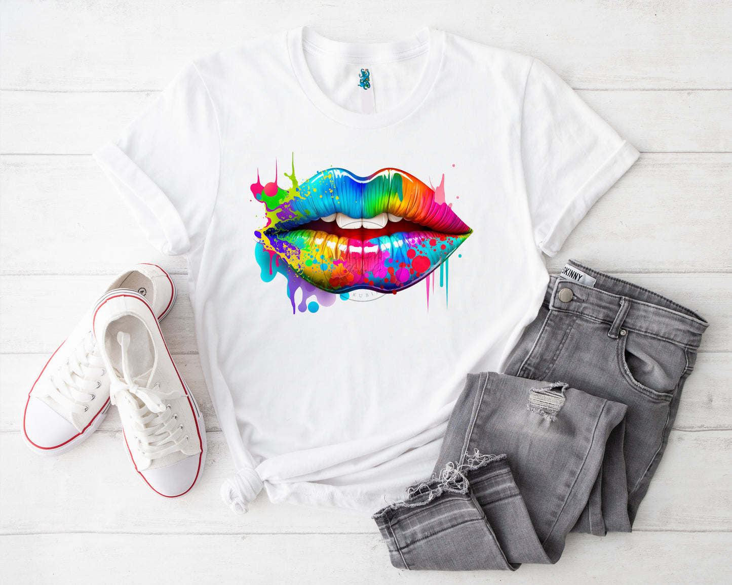 Neon Lips Bügelbild